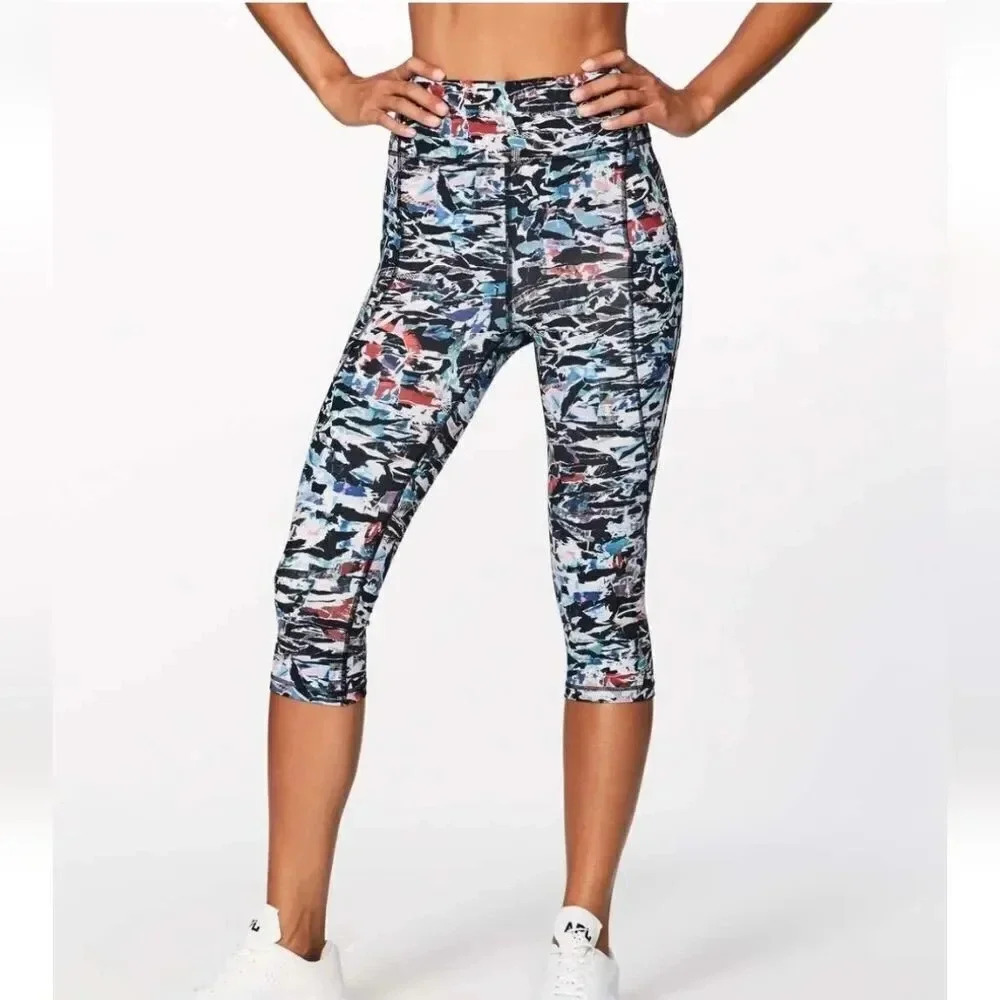 Lululemon Break Free Tight Culture Clash Multicolor Mosaic Print Crop Athletic
